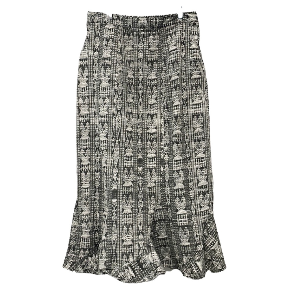 Pues Si Women’s Hand Woven in Guatemala Ikat Pattern 100% Cotton Maxi Skirt Lg